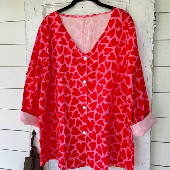 NO BRAND, NWOT, WOMENS, BRIGHTLY COLORED, V-NECK, LONG SLEEVE, TOP. SIZE L - Picture 3 of 7